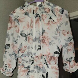 White floral turtleneck dress